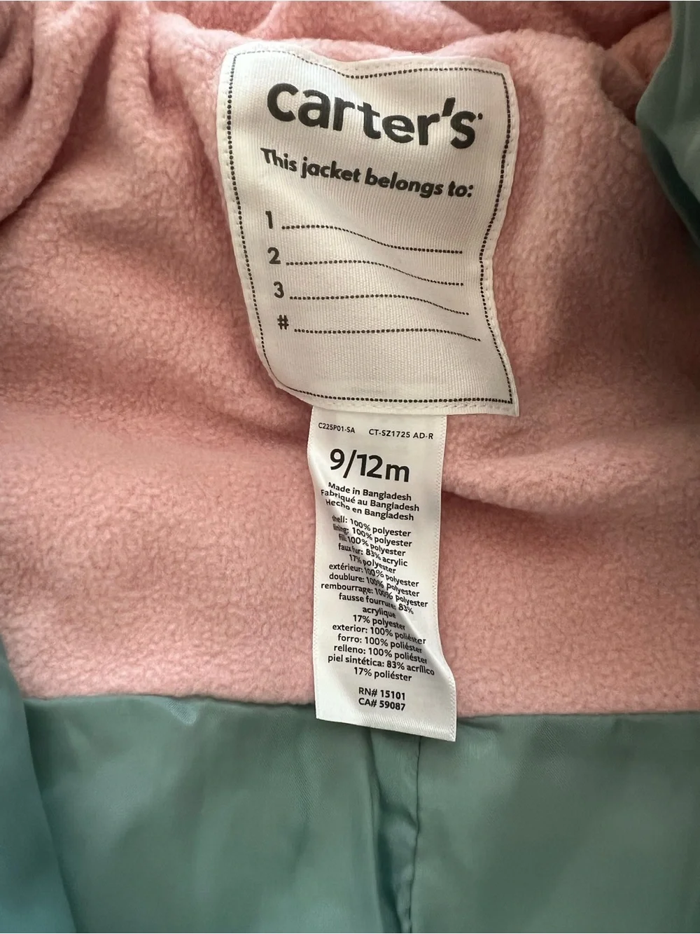 Carters cozy mint
